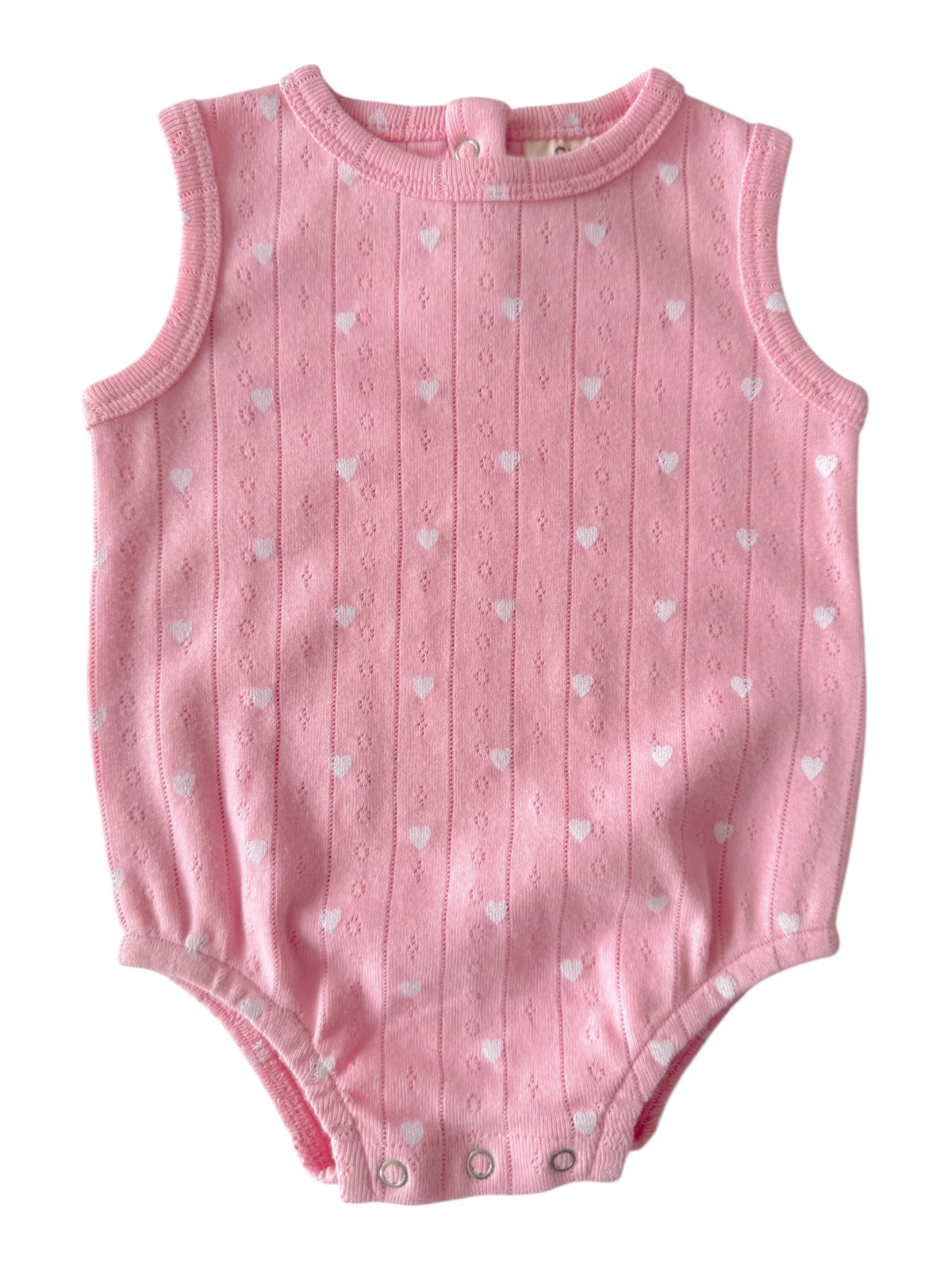 Pink with White Heart / Organic Pointelle Dune Bubble