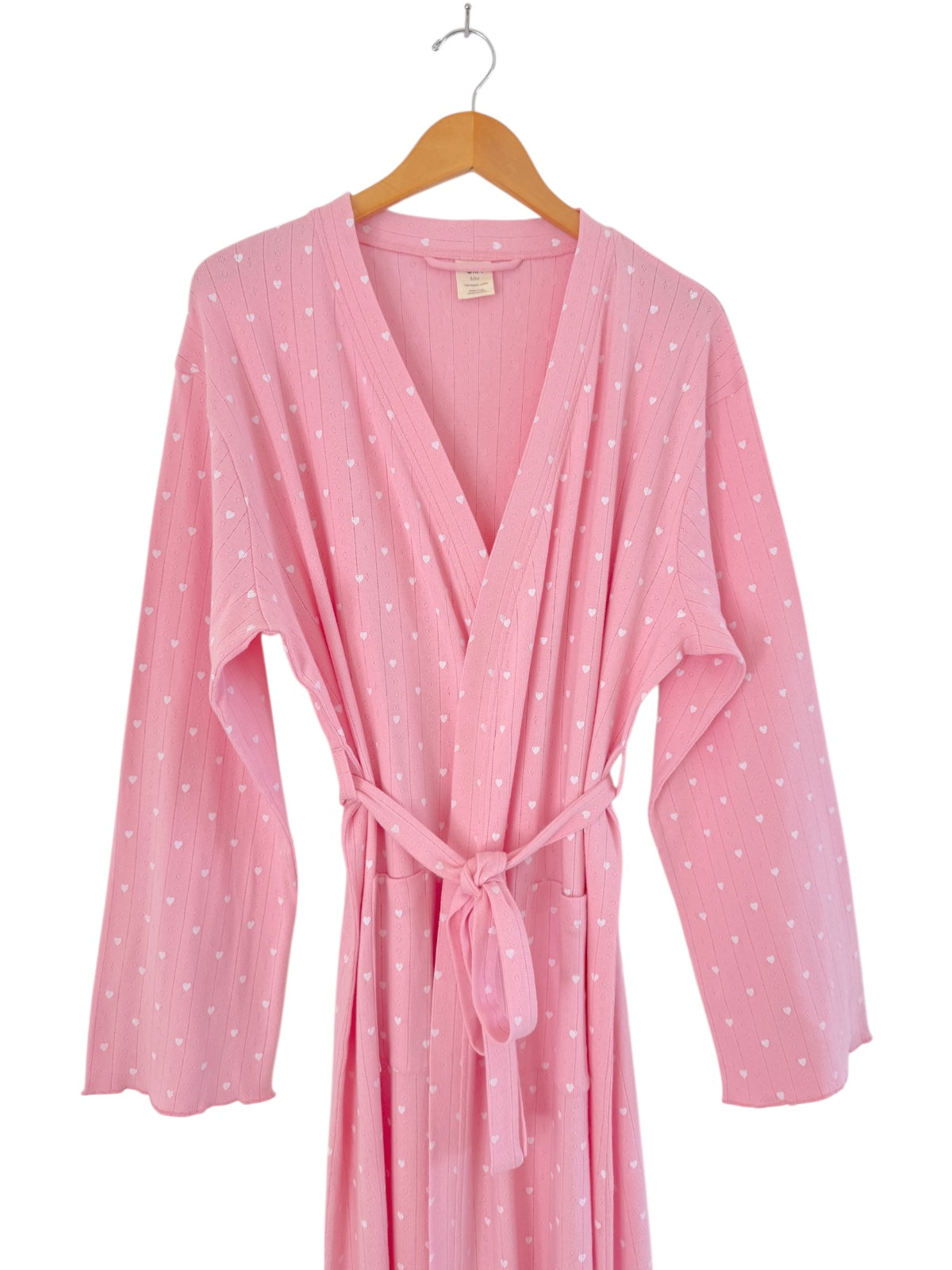 Pink with White Heart / Organic Pointelle Women's Robe
