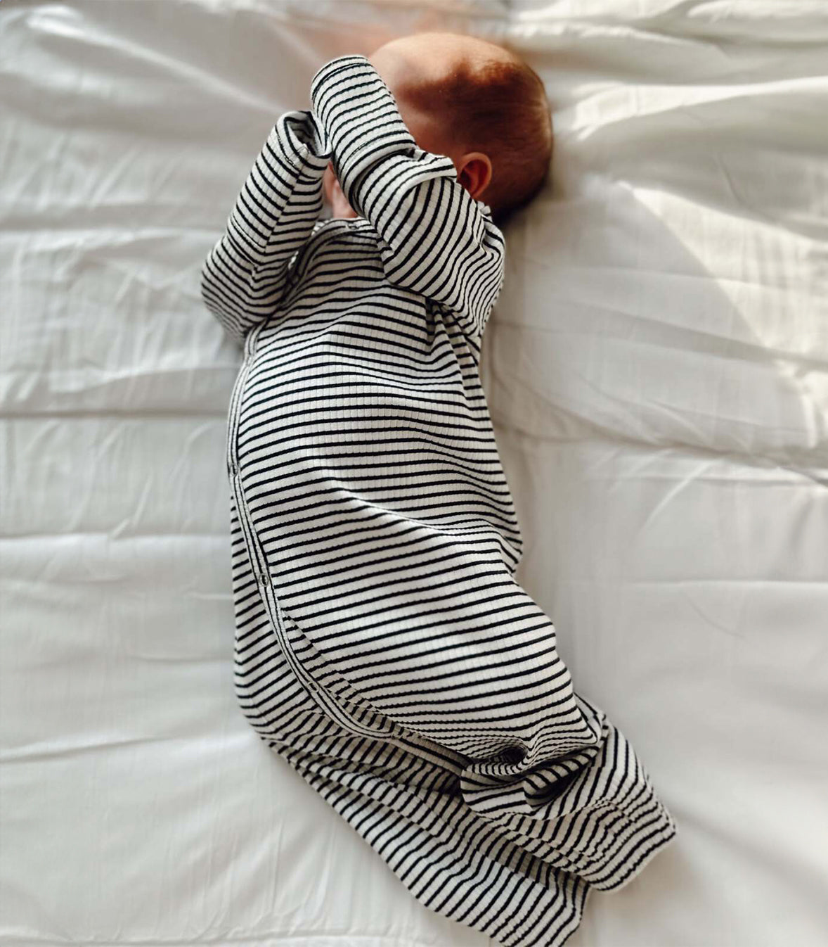 Black Stripe / Organic Ribbed Gown