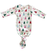 Christmas Trees Pink / Organic Kimono Knot Gown