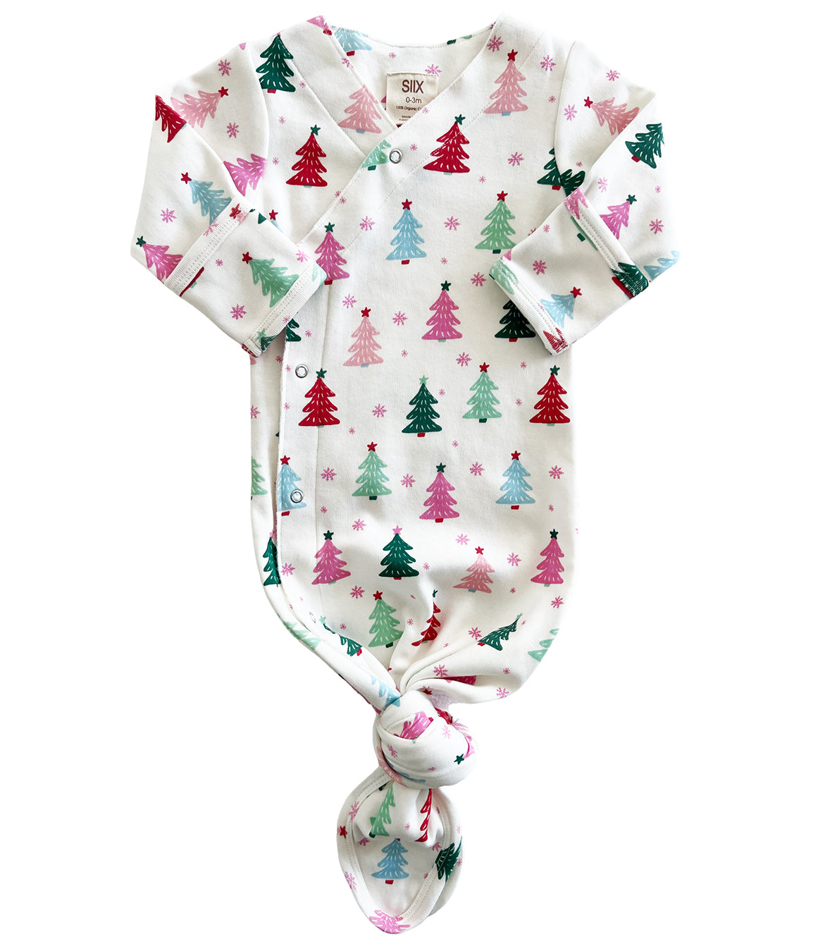 Christmas Trees Pink / Organic Kimono Knot Gown