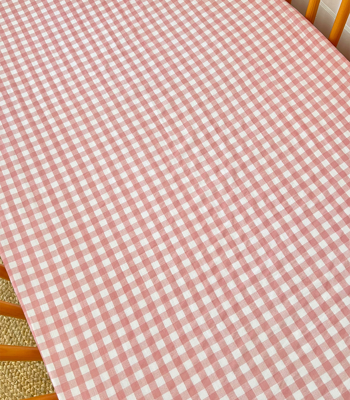 Pink Gingham / Organic Crib Sheet SIIX COLLECTION