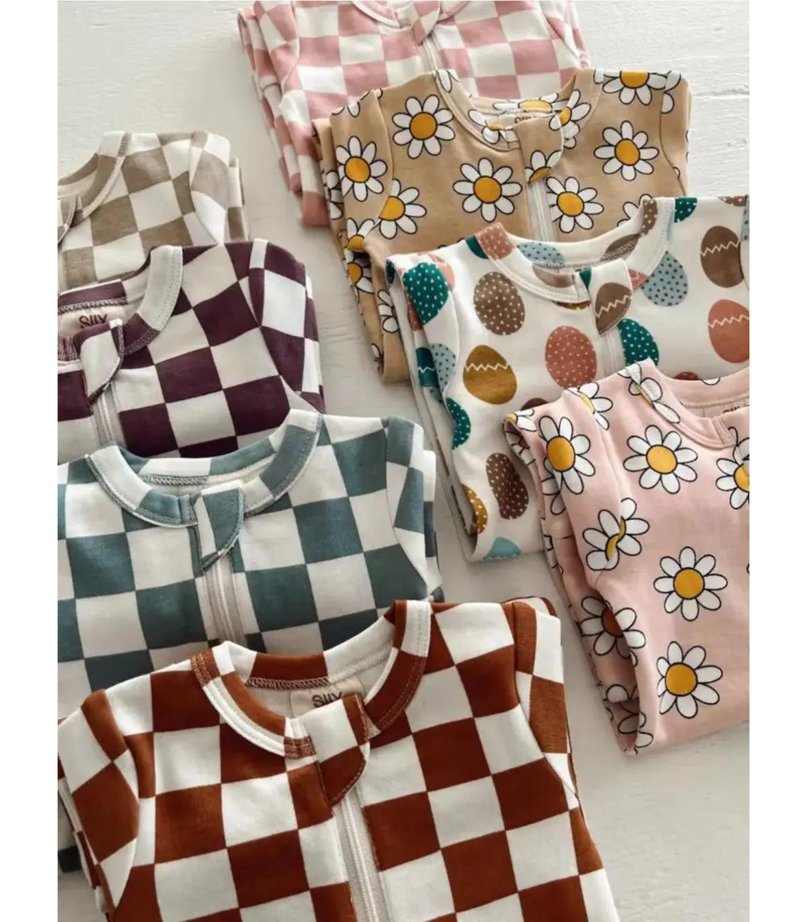 Strawberry Shortcake Checkerboard / Organic 2-Way Zip Romper