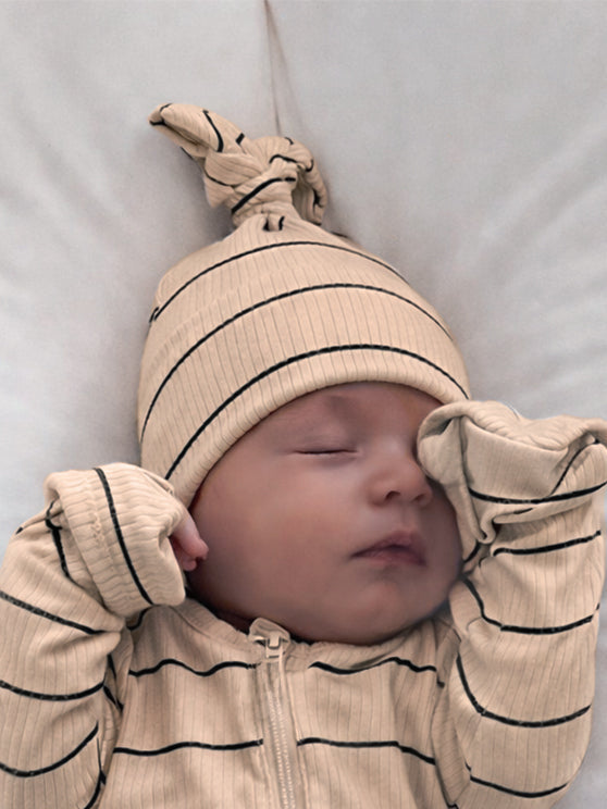 Tan/Black Stripe / Ribbed Beanie
