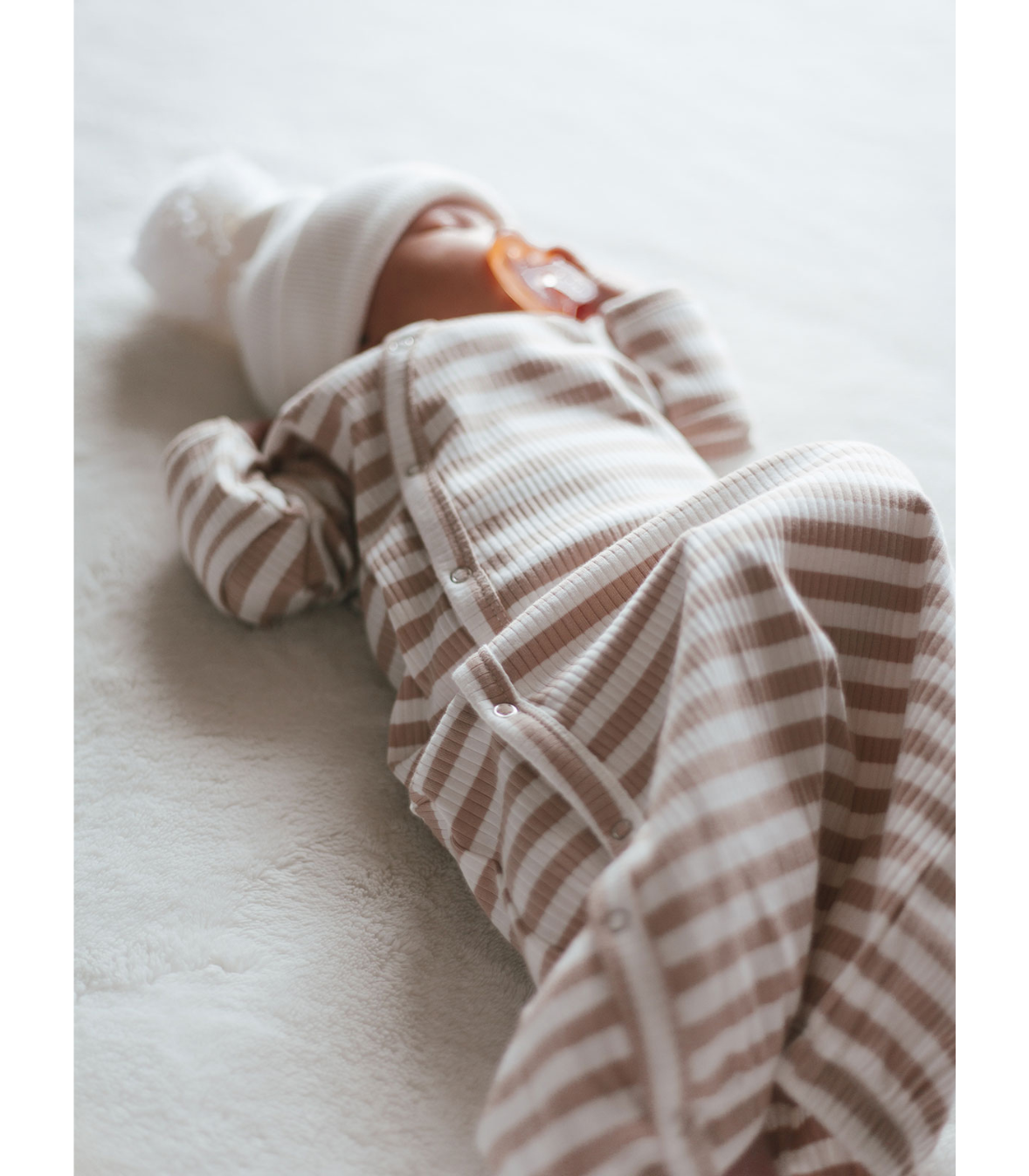 Tan Stripe / Organic Ribbed Gown