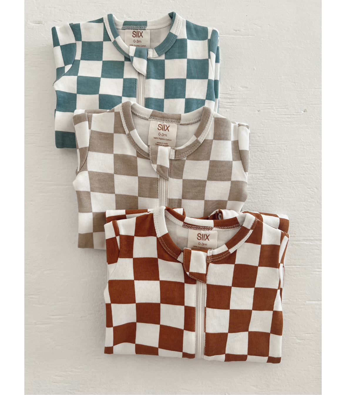 Blueberry Muffin Checkerboard / Organic Zip Footie