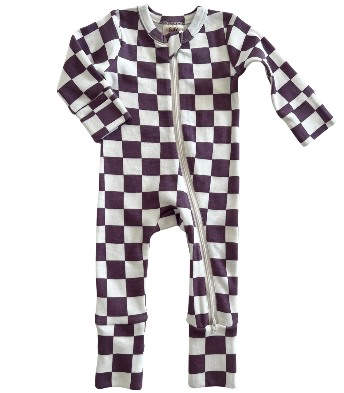 Berry Cheesecake Checkerboard / Organic 2-Way Zip Romper