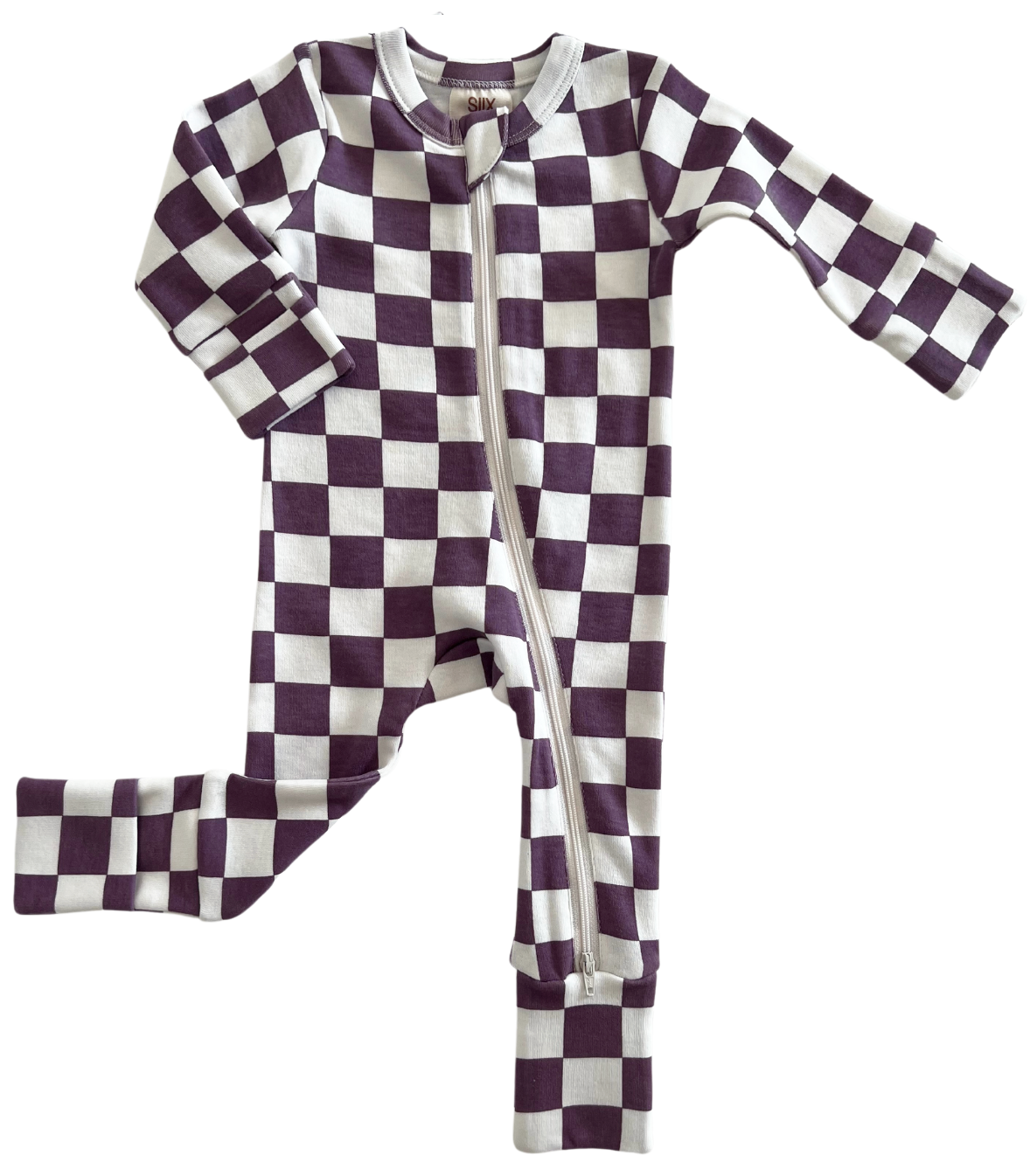Berry Cheesecake Checkerboard / Organic 2-Way Zip Romper