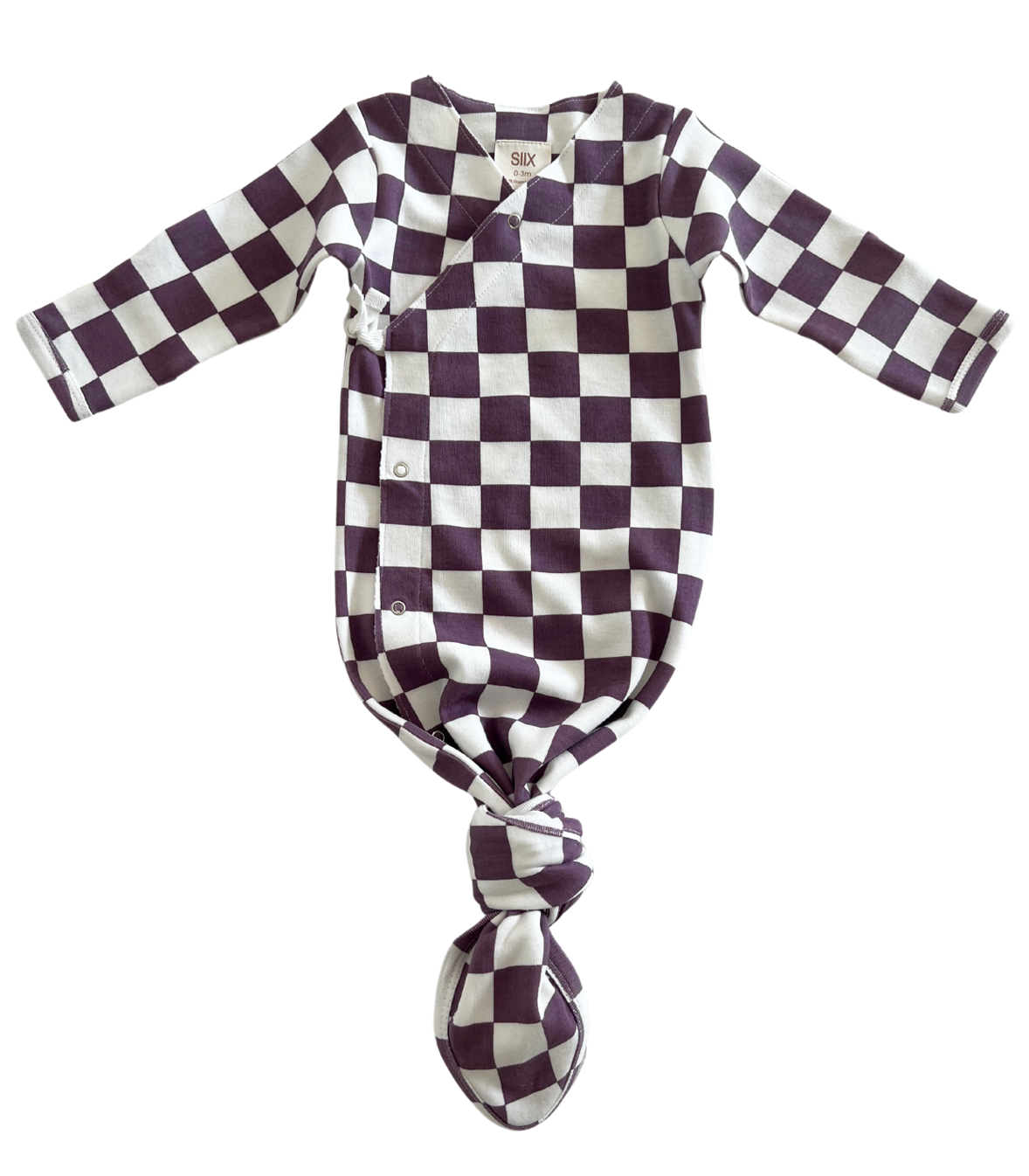 Berry Cheesecake Checkerboard / Organic Kimono Knot Gown