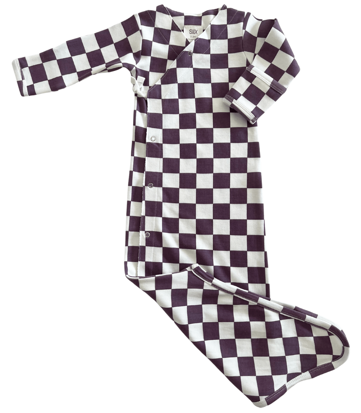 Berry Cheesecake Checkerboard / Organic Kimono Knot Gown