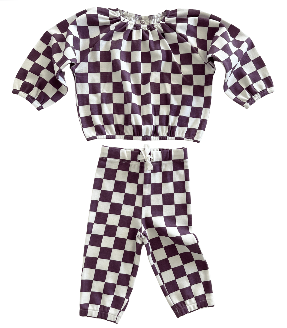 Berry Cheesecake Checkerboard / Organic Mode Top + Pant Set