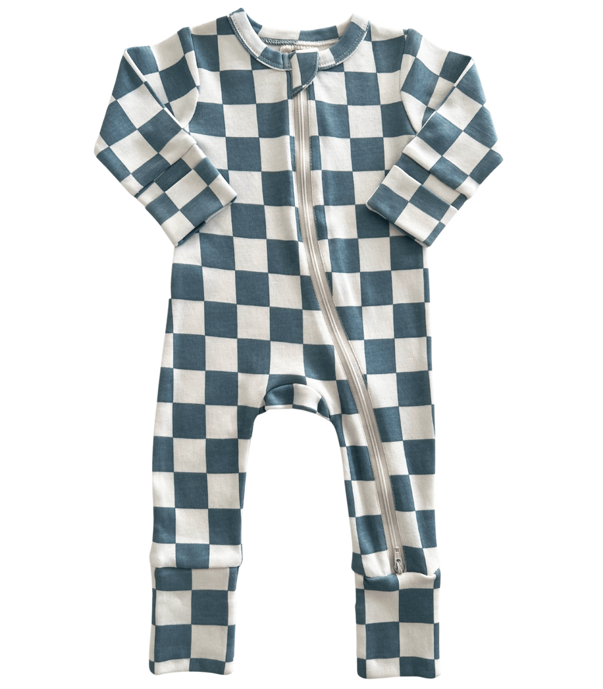Blueberry Muffin Checkerboard / Organic 2-Way Zip Romper