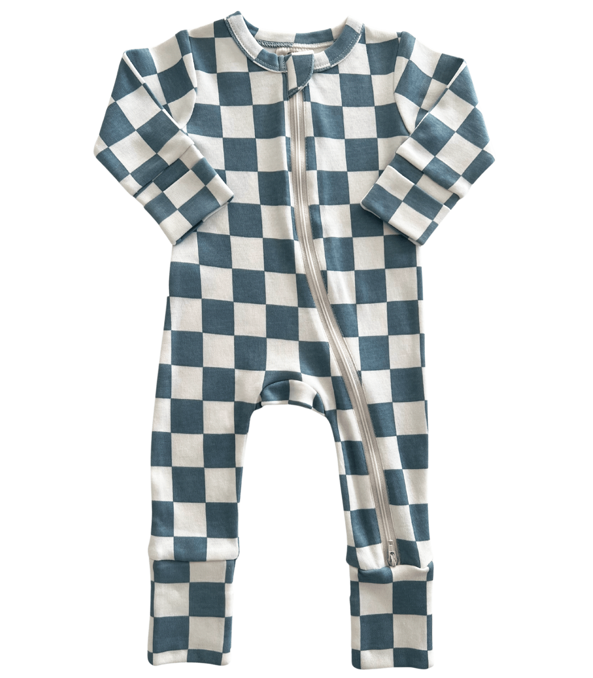 Blueberry Muffin Checkerboard / Organic 2-Way Zip Romper