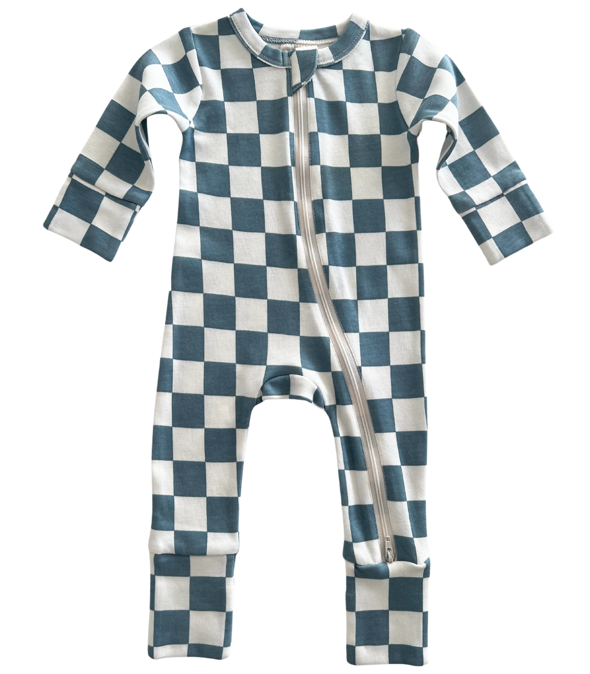 Blueberry Muffin Checkerboard / Organic 2-Way Zip Romper