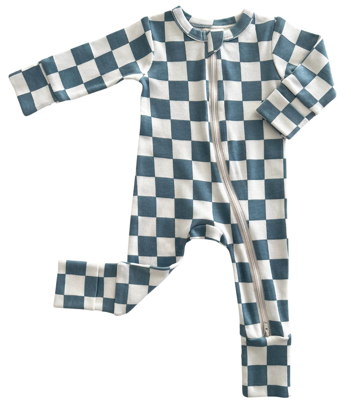 Blueberry Muffin Checkerboard / Organic 2-Way Zip Romper