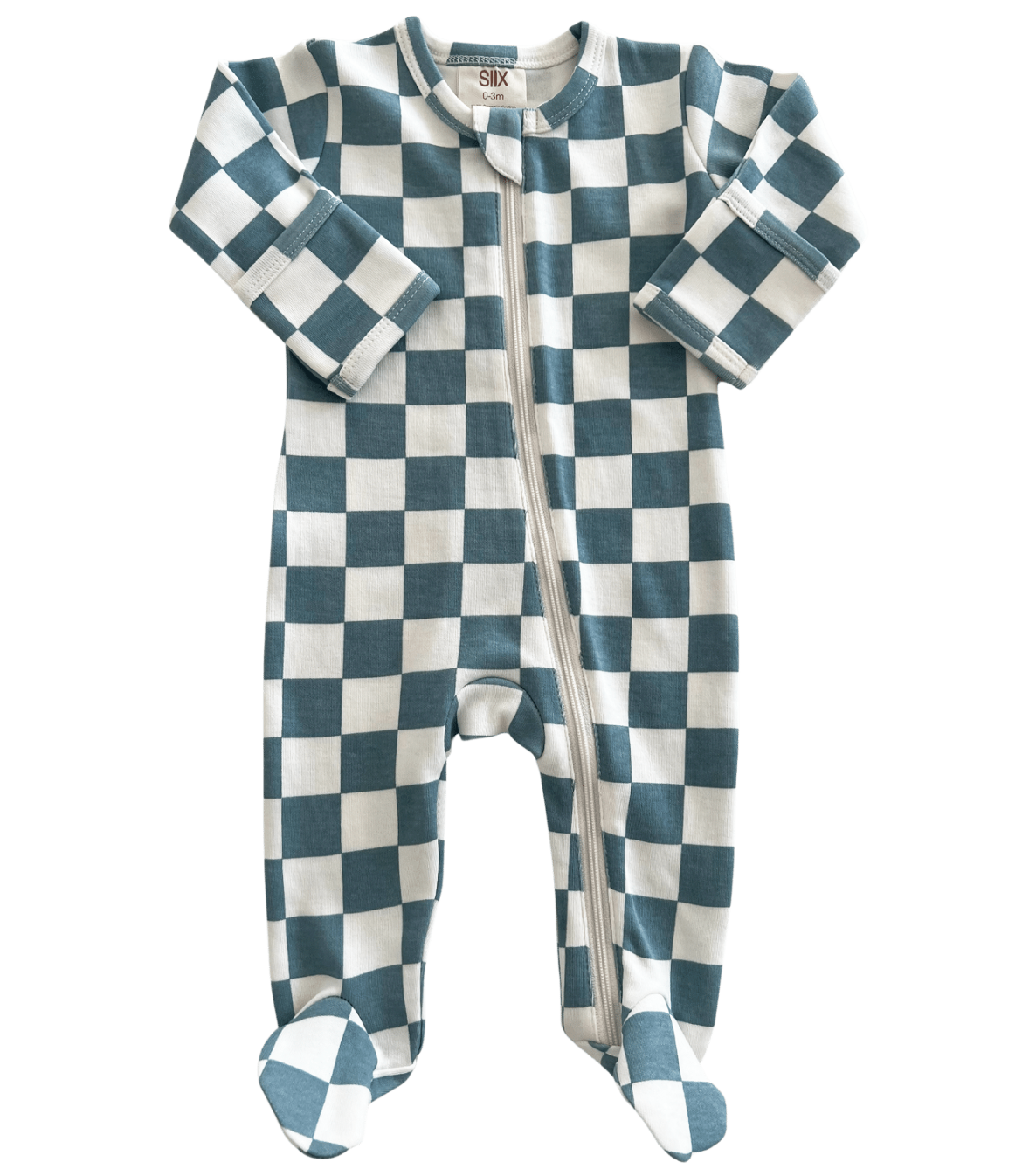 Blueberry Muffin Checkerboard / Organic Zip Footie