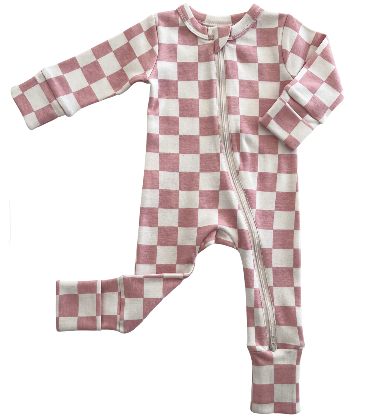 Strawberry Shortcake Checkerboard / Organic 2-Way Zip Romper