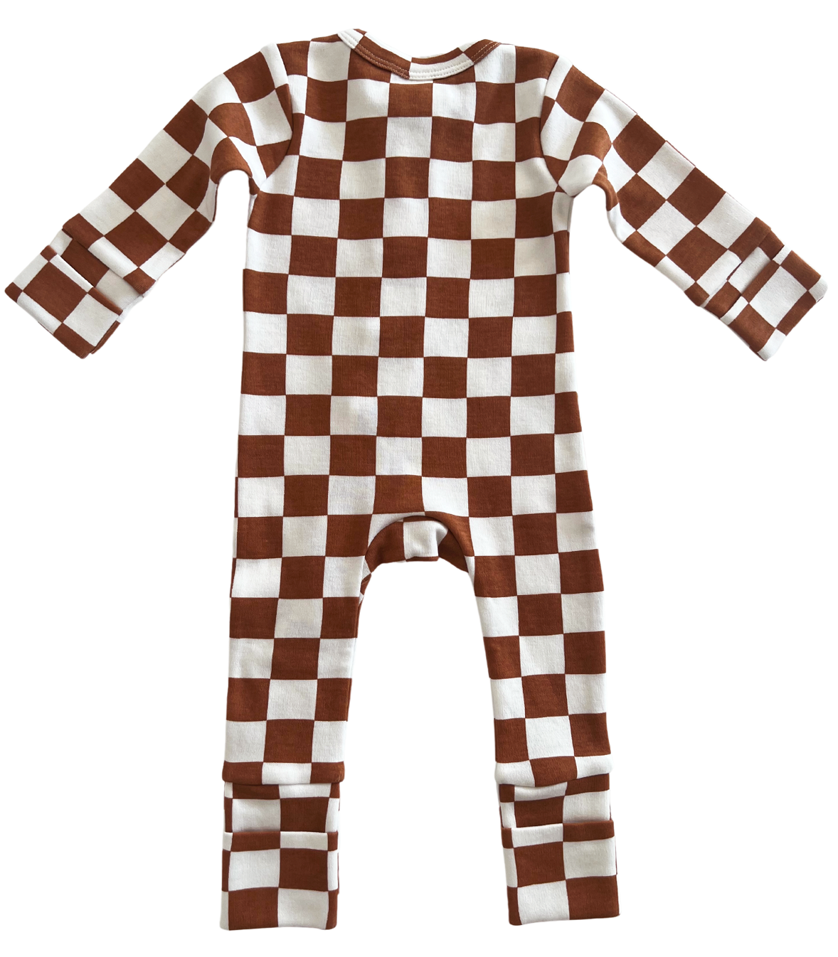 Stracciatella Checkerboard / Organic 2-Way Zip Romper