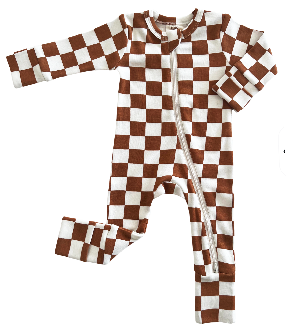 Stracciatella Checkerboard / Organic 2-Way Zip Romper