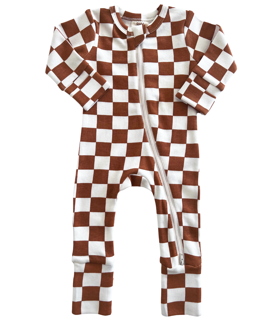 Stracciatella Checkerboard / Organic 2-Way Zip Romper