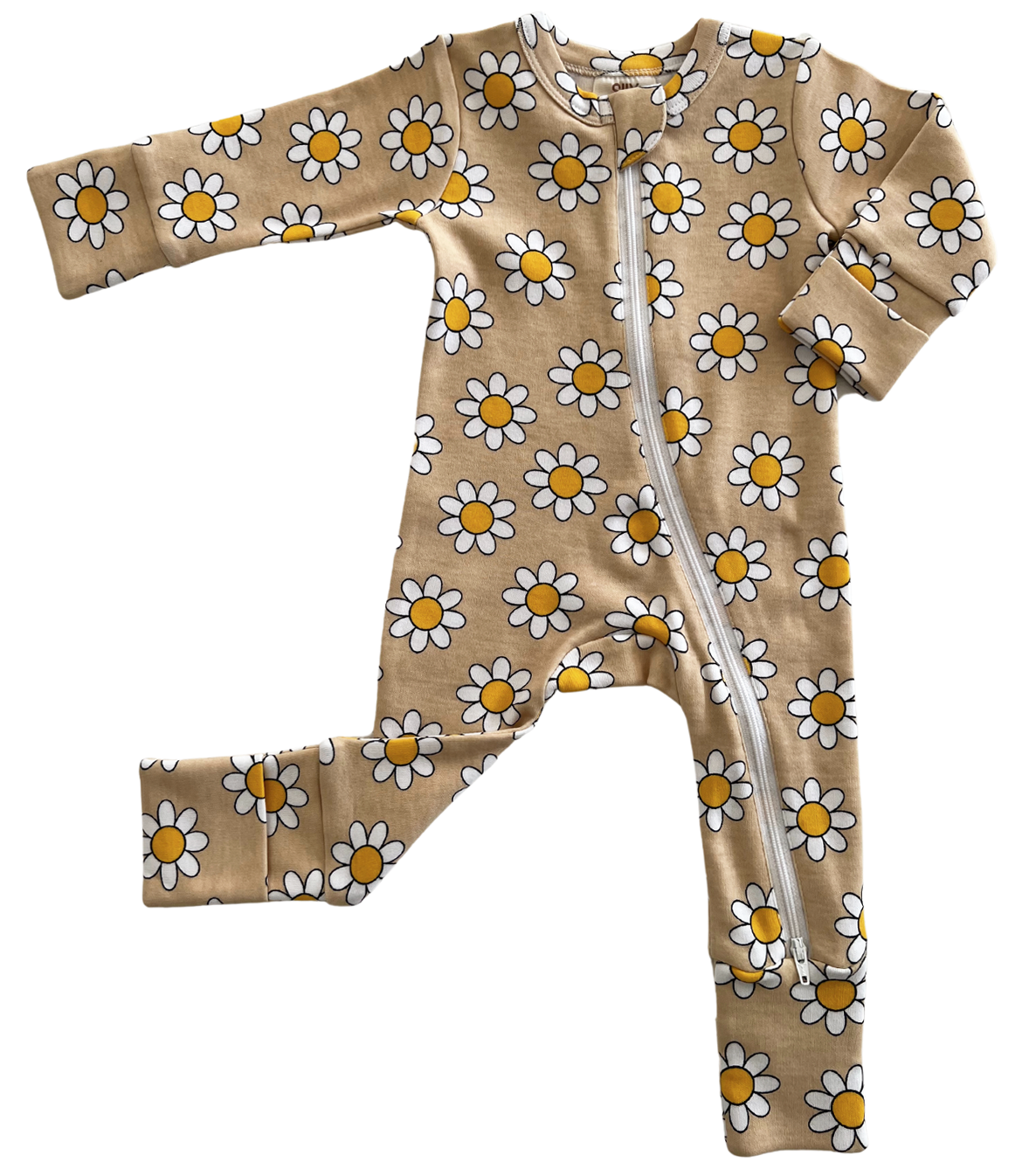 Daisy Pop Biscotti / Organic 2-Way Zip Romper