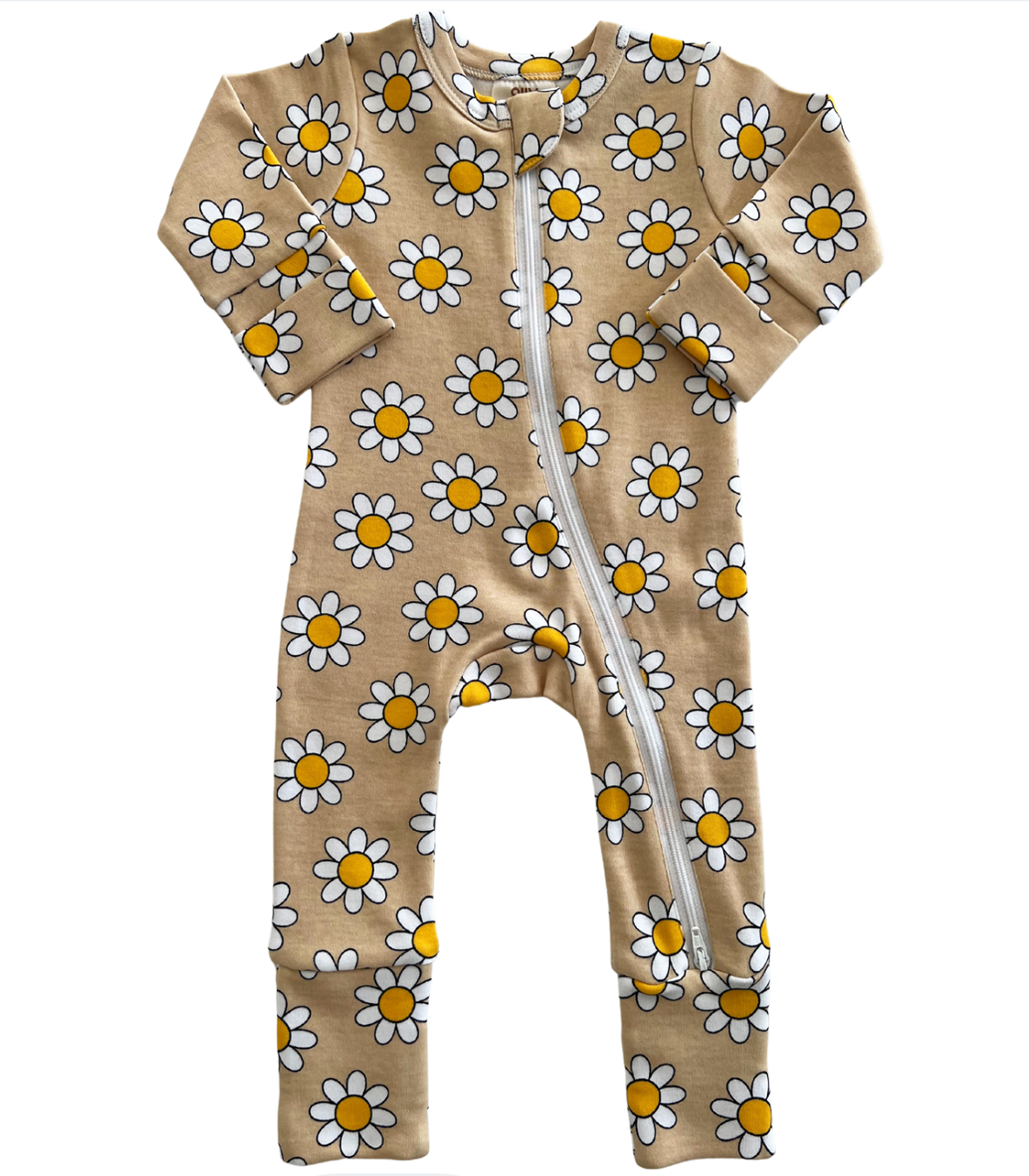 Daisy Pop Biscotti / Organic 2-Way Zip Romper