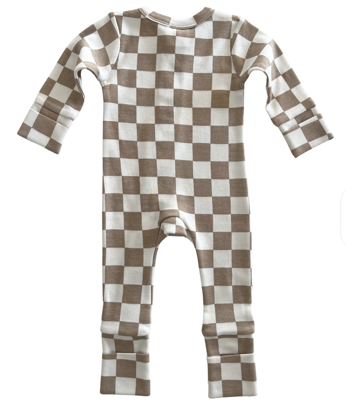 Tiramisu Checkerboard / Organic 2-Way Zip Romper
