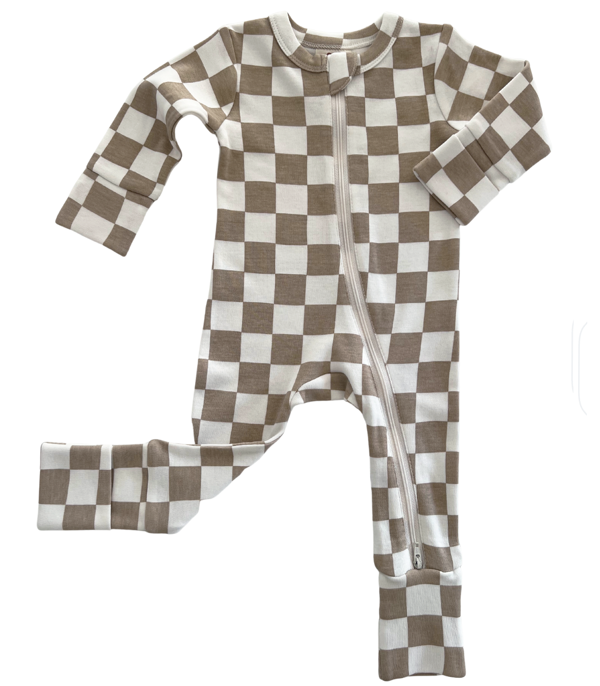 Tiramisu Checkerboard / Organic 2-Way Zip Romper