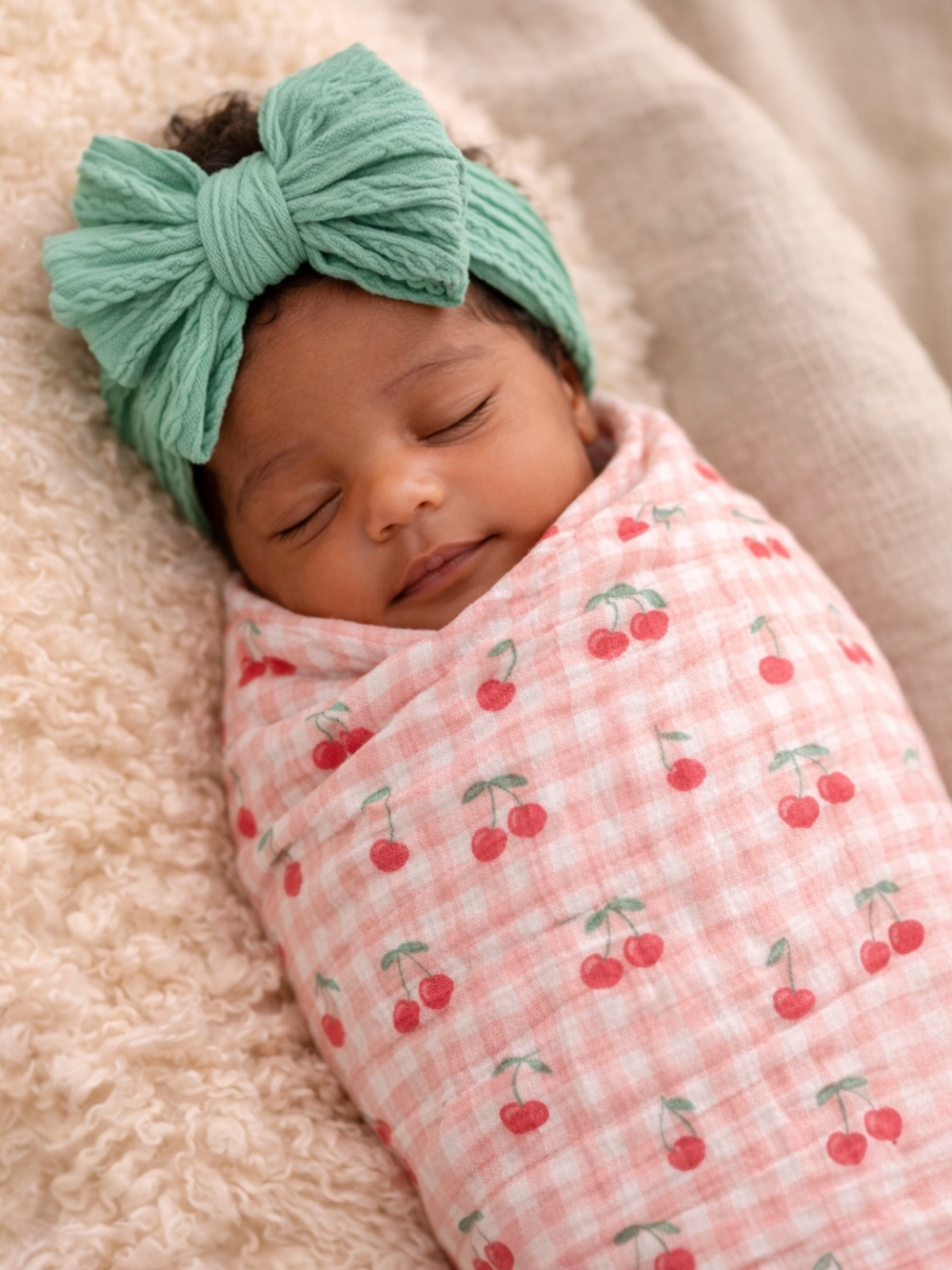 Gingham Cherries / Muslin Swaddle