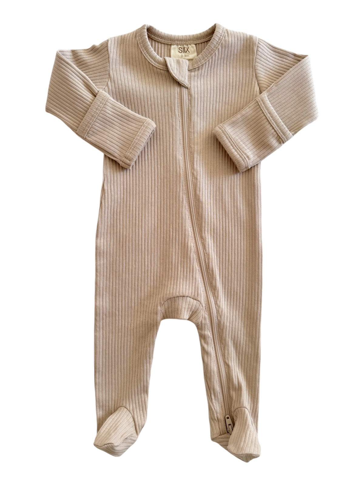 Tan / Organic Ribbed Zip Footie