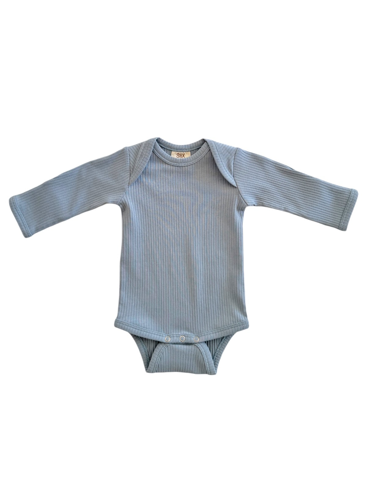 Dusty Blue / Organic Ribbed Long Sleeve Bodysuit