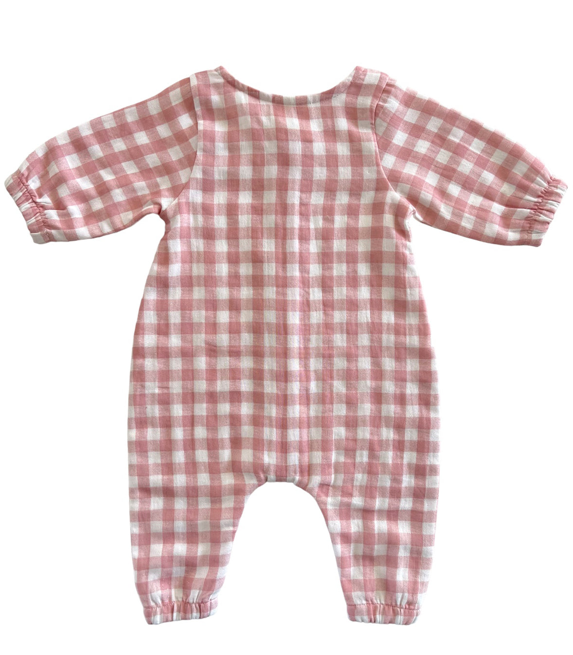 Pink Gingham / Organic Long Sleeve Bay Jumpsuit