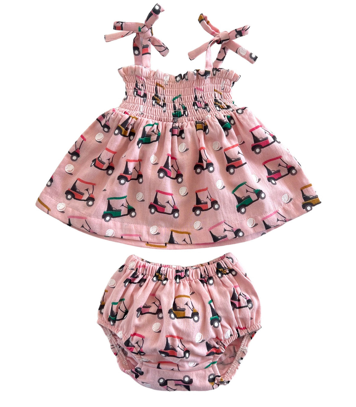 Pink Golf Cart / Organic Smocked Set