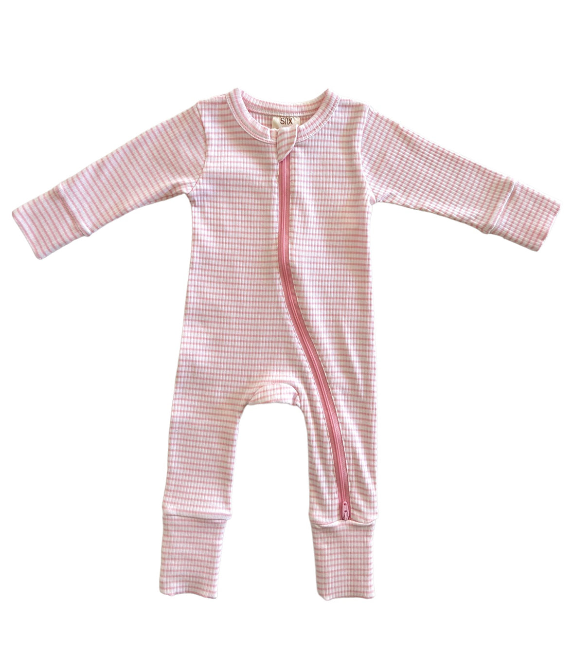 Pink Stripe / Organic Ribbed 2-Way Zip Romper