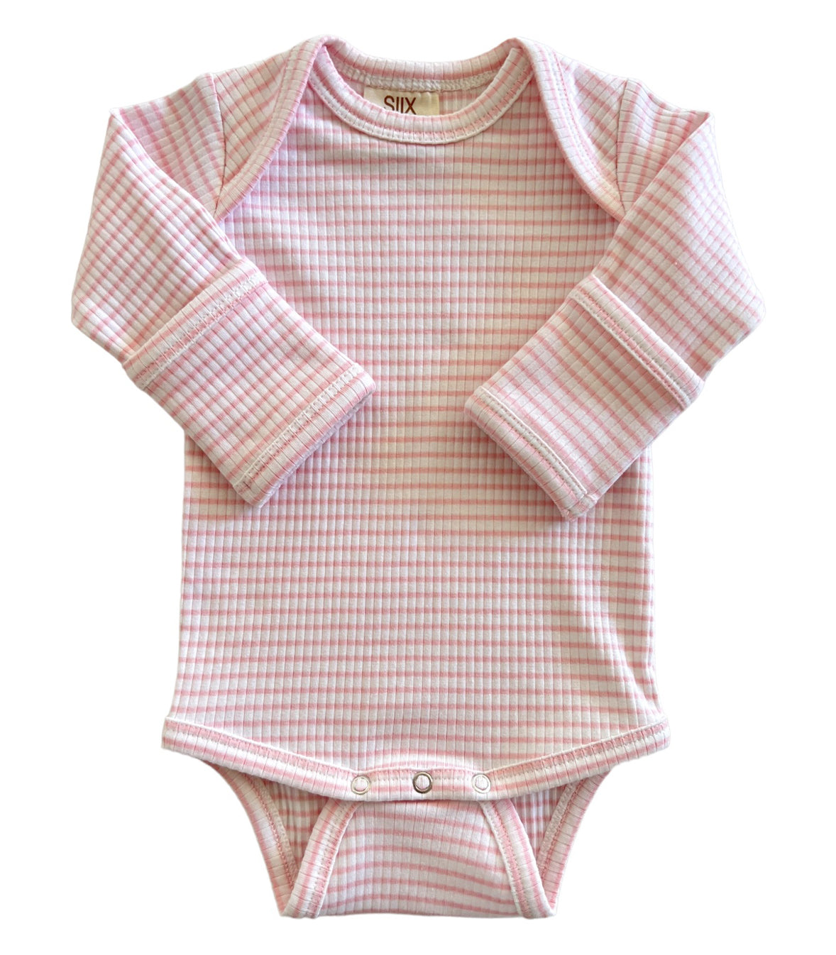 Pink Stripe / Organic Ribbed Long Sleeve Bodysuit