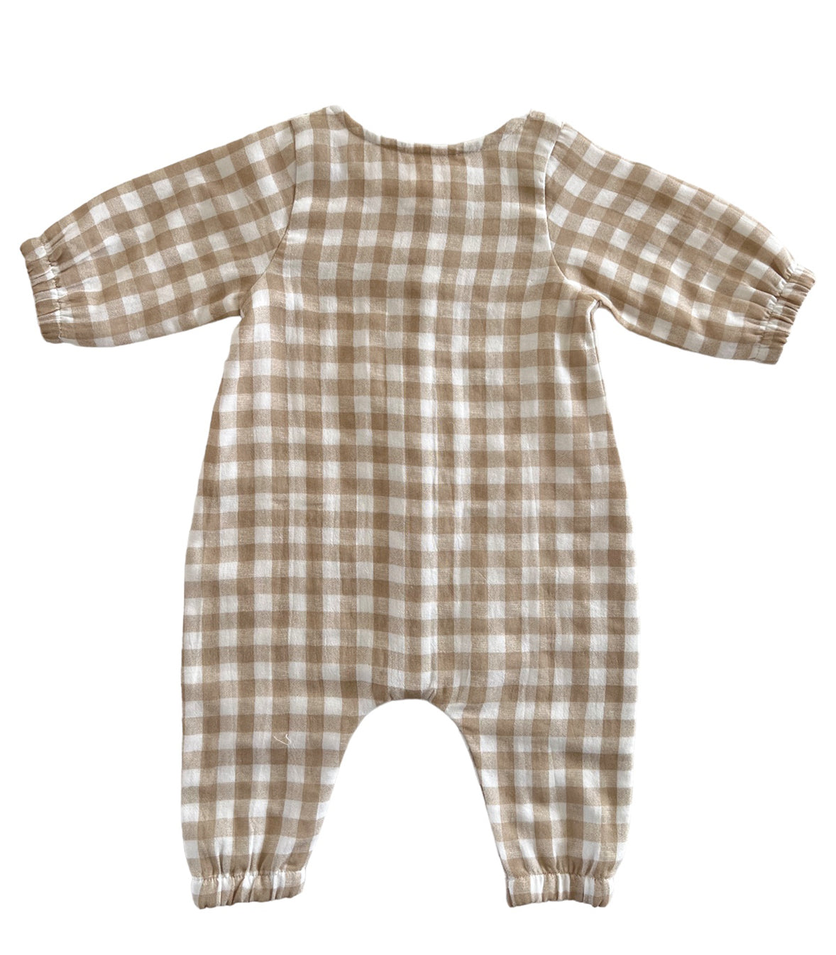 Tan Gingham / Organic Long Sleeve Bay Jumpsuit