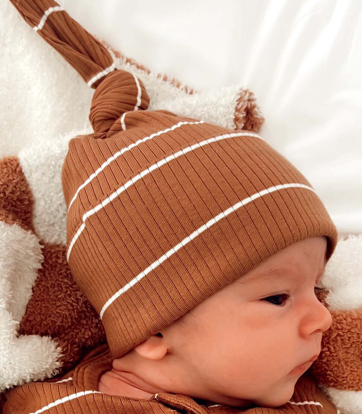 Saddle Stripe / Organic Ribbed Beanie