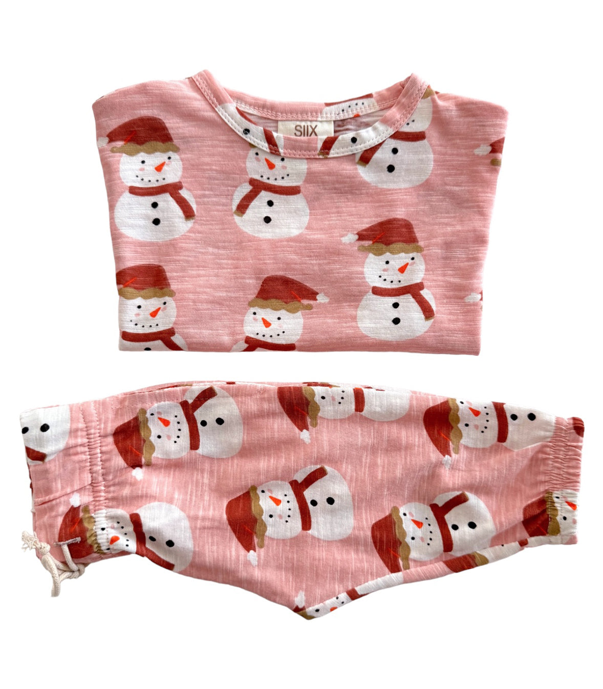 Snowman Pink / Organic Long Sleeve Tee & Pant Set