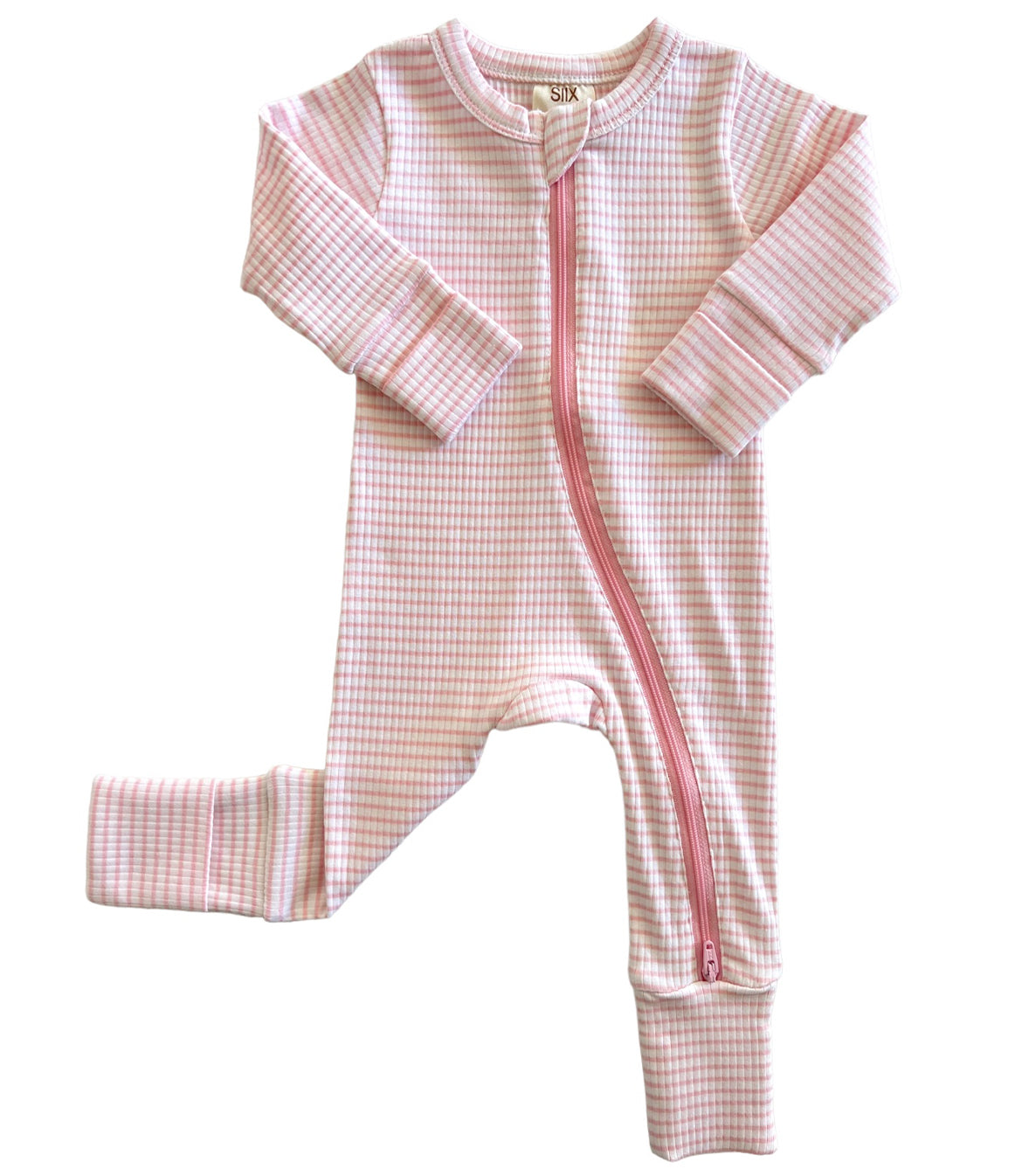 Pink Stripe / Organic Ribbed 2-Way Zip Romper