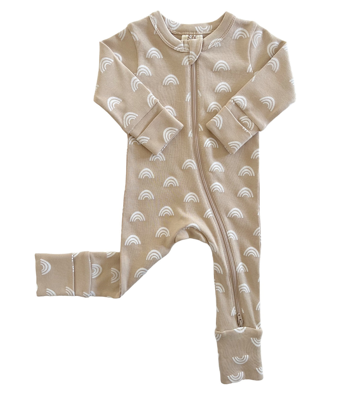 Tan Rainbow / Organic 2-Way Zip Romper