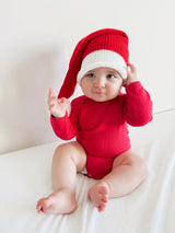 Red / Organic Pointelle Long Sleeve Bodysuit