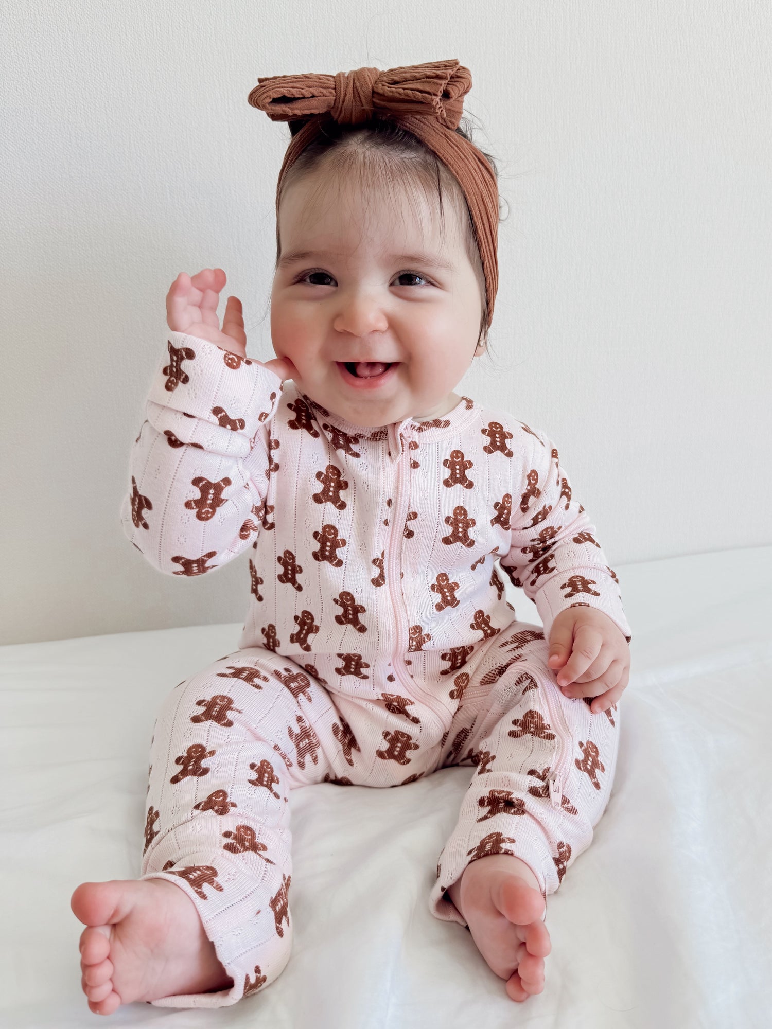 Blush Gingerbread / Organic Pointelle 2-Way Zip Romper