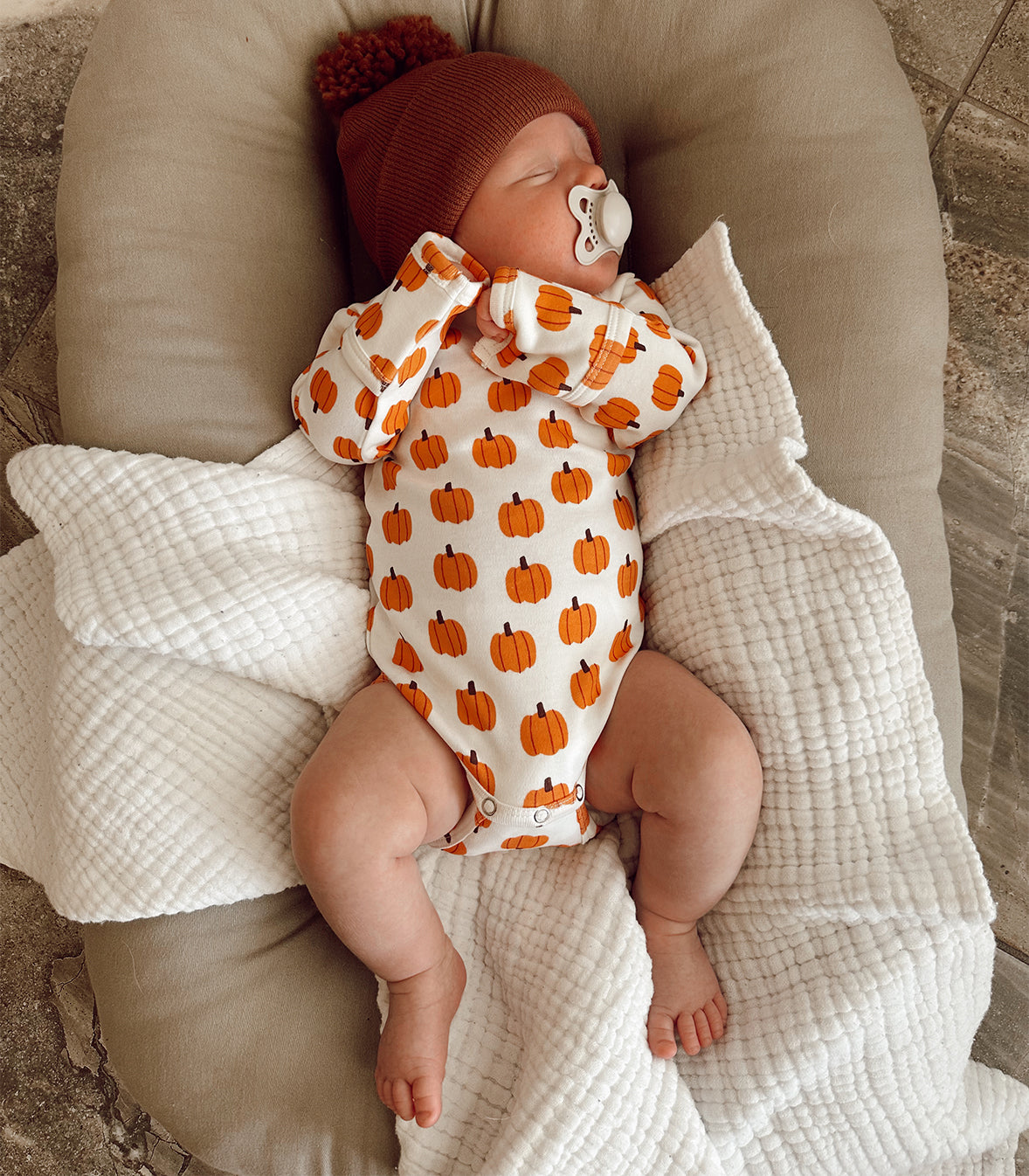 Pumpkin / Organic Long Sleeve Bodysuit