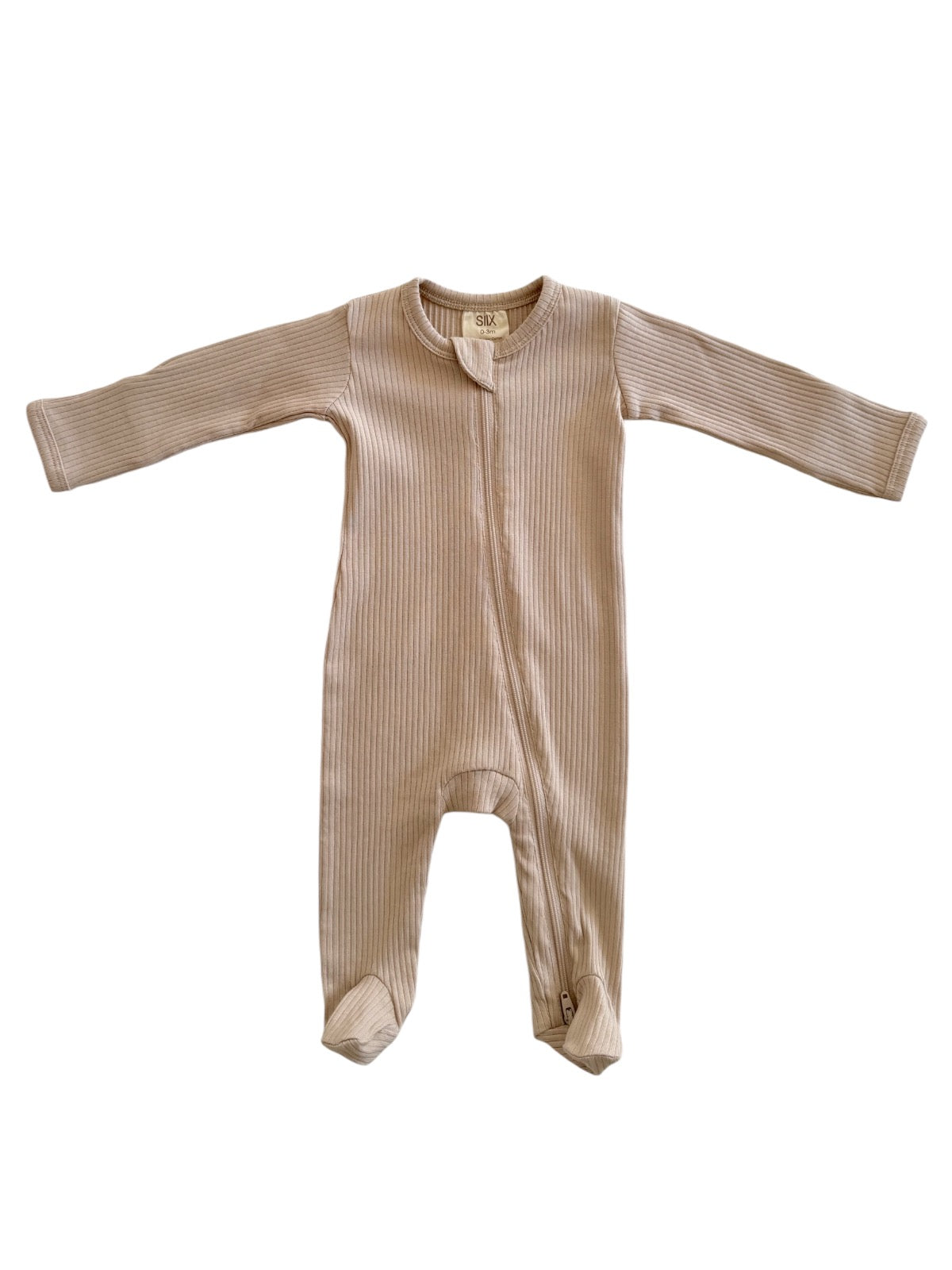 Tan / Organic Ribbed Zip Footie