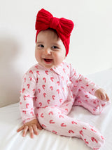 Pink Candy Cane / Organic Pointelle 2-Way Zip Footie