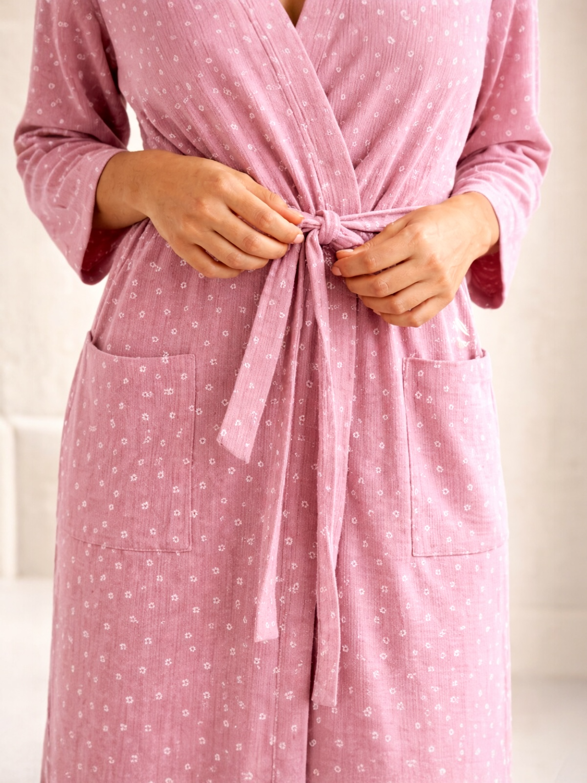 Pink Flower / Organic Pointelle Women's Robe