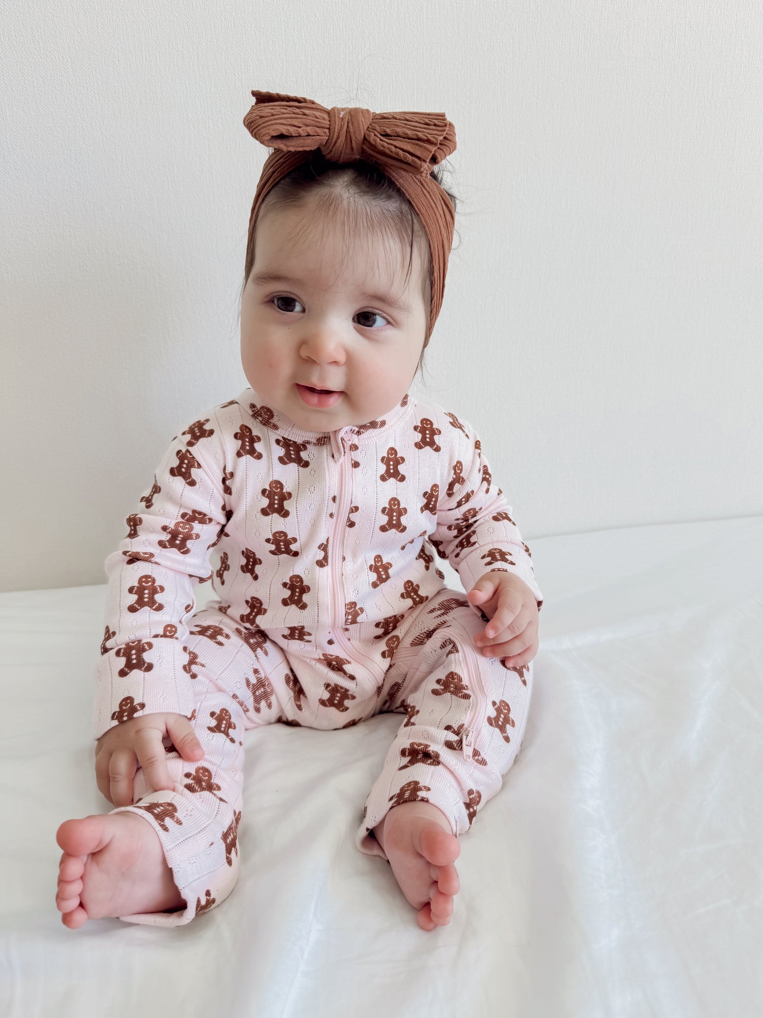 Blush Gingerbread / Organic Pointelle 2-Way Zip Romper