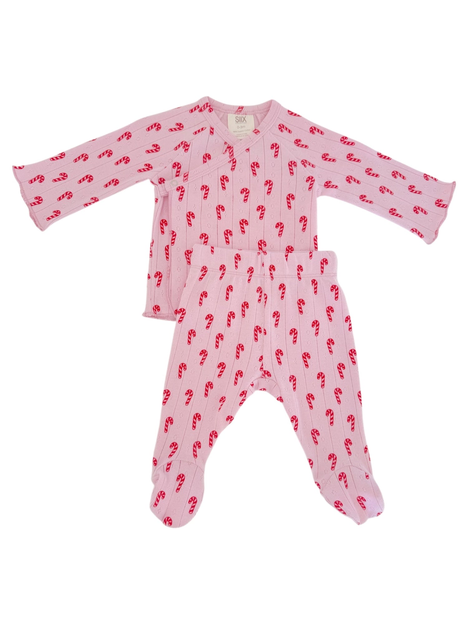 Pink Candy Cane / Organic Pointelle Newborn Set