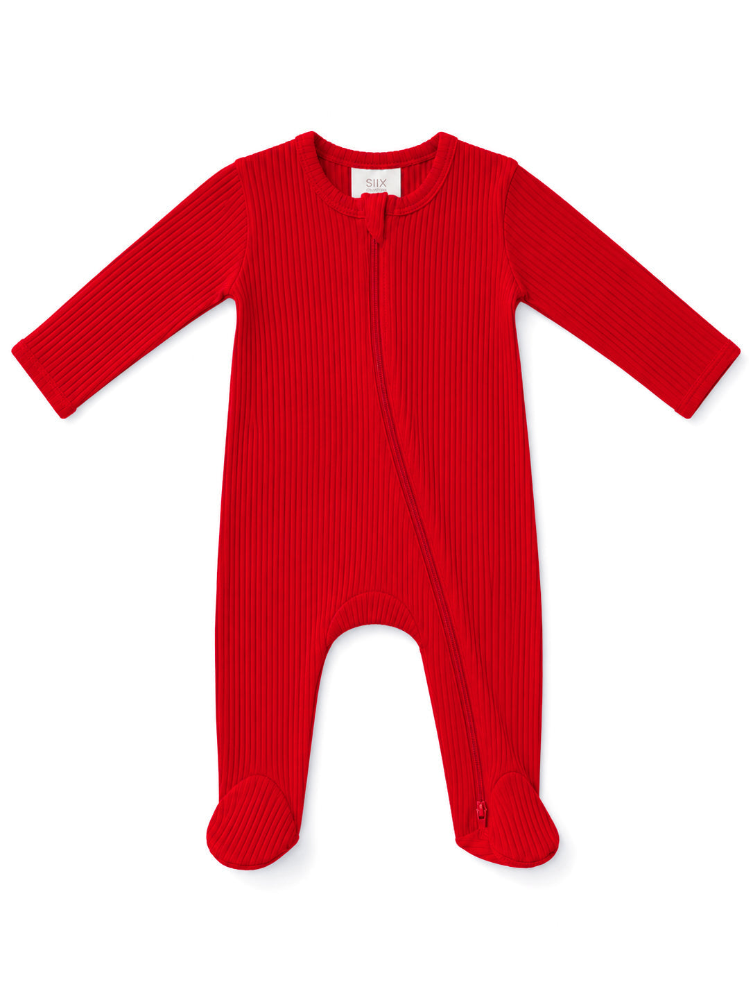 Red / Ribbed 2-Way Zip Footie