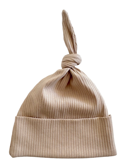 Tan / Organic Ribbed Beanie